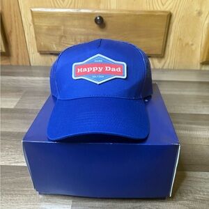 Happy Dad Blue Trucker Hat Adjustable Solid Pattern Casual Men Summer One Size